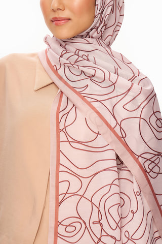 Moi Scarf Rose Vian Supérieure Soft Desenli Şal Soft Pembe