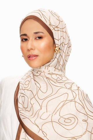 Moi Scarf Rose Vian Superieure Soft Patterned Shawl Ecru