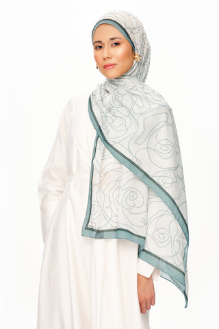 Moi Scarf Rose Vian Supérieure Soft Desenli Şal Pastel Yeşil