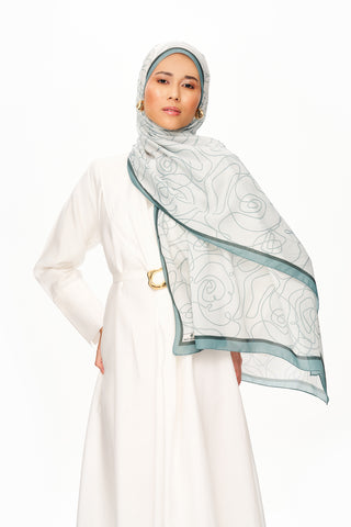 Moi Scarf Rose Vian Supérieure Soft Desenli Şal Pastel Yeşil