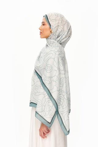 Moi Scarf Rose Vian Supérieure Soft Desenli Şal Pastel Yeşil