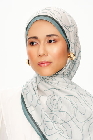 Moi Scarf Rose Vian Supérieure Soft Desenli Şal Pastel Yeşil