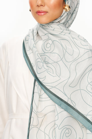 Moi Scarf Rose Vian Supérieure Soft Desenli Şal Pastel Yeşil