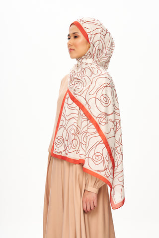 Moi Scarf Rose Vian Supérieure Soft Desenli Şal Turuncu