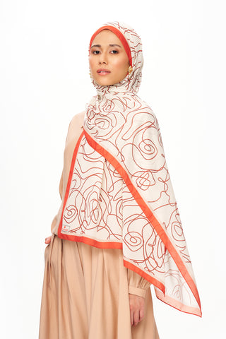 Moi Scarf Rose Vian Supérieure Soft Desenli Şal Turuncu