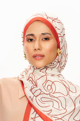 Moi Scarf Rose Vian Supérieure Soft Patterned Shawl Orange