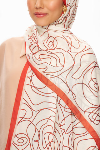 Moi Scarf Rose Vian Supérieure Soft Desenli Şal Turuncu