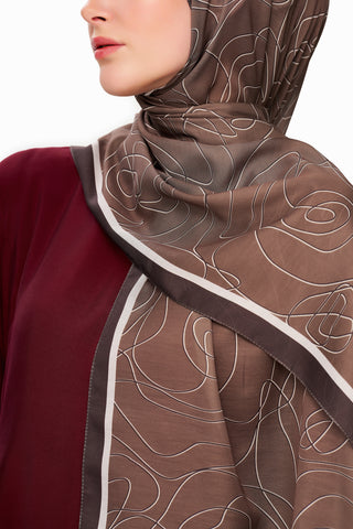 Moi Scarf Rose Vian Supérieure Soft Desenli Şal Acı kahve