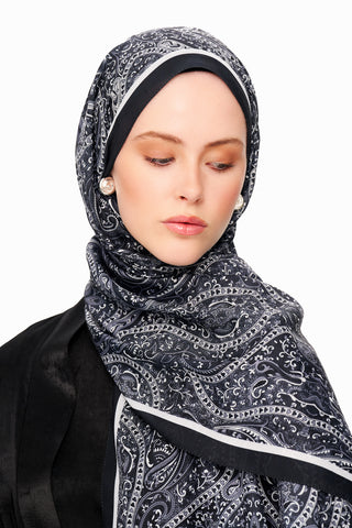 Moi Scarf Perle Palais Supérieur Soft Desenli Şal Siyah