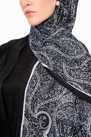 Moi Scarf Perle Palais Supérieur Soft Desenli Şal Siyah