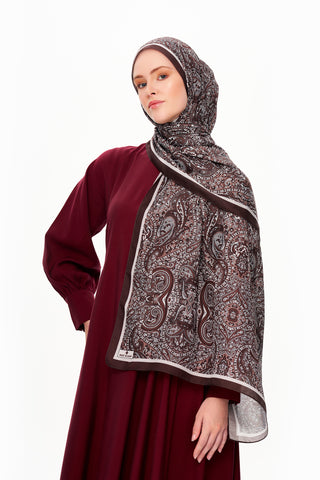 Moi Scarf Perle Palais Supérieur Soft Desenli Şal Acı bordo
