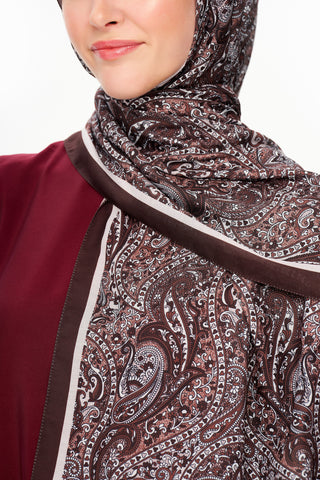 Moi Scarf Perle Palais Supérieur Soft Desenli Şal Acı bordo