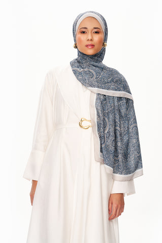 Moi Scarf Perle Palais Supérieur Soft Desenli Şal Soluk Mavi