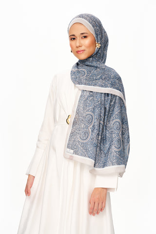 Moi Scarf Perle Palais Supérieur Soft Desenli Şal Soluk Mavi