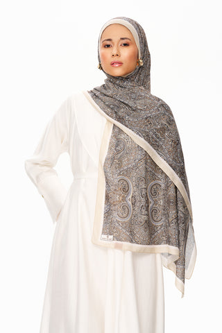 Moi Scarf Perle Palais Supérieur Soft Desenli Şal Kahverengi
