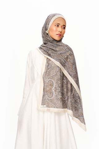 Moi Scarf Perle Palais Supérieur Soft Desenli Şal Kahverengi
