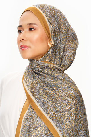 Moi Scarf Perle Palais Supérieur Soft Desenli Şal Hardal