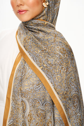 Moi Scarf Perle Palais Supérieur Soft Desenli Şal Hardal