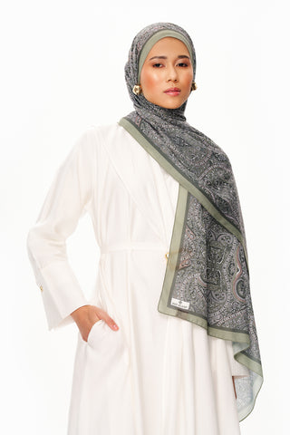 Moi Scarf Perle Palais Supérieur Soft Desenli Şal Yeşil