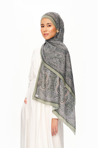 Moi Scarf Perle Palais Supérieur Soft Desenli Şal Yeşil