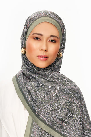 Moi Scarf Perle Palais Supérieur Soft Desenli Şal Yeşil
