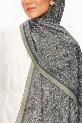 Moi Scarf Perle Palais Supérieur Soft Desenli Şal Yeşil