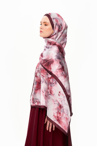 Moi Scarf Perle Palais Supérieur Soft Desenli Şal Bordo