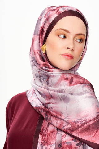 Moi Scarf Perle Palais Supérieur Soft Desenli Şal Bordo