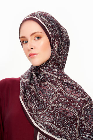 Moi Scarf Perle Palais Supérieur Soft Desenli Şal Mürdüm