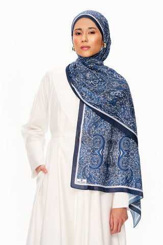 Moi Scarf Perle Palais Supérieur Soft Desenli Şal Lacivert