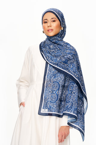 Moi Scarf Perle Palais Supérieur Soft Desenli Şal Lacivert