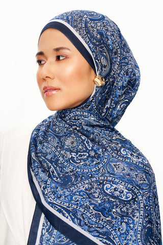 Moi Scarf Perle Palais Supérieur Soft Desenli Şal Lacivert