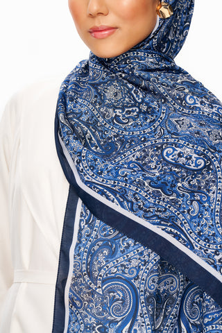 Moi Scarf Perle Palais Supérieur Soft Desenli Şal Lacivert