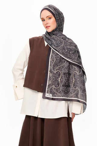 Moi Scarf Perle Palais Supérieur Soft Desenli Şal Derin Siyah