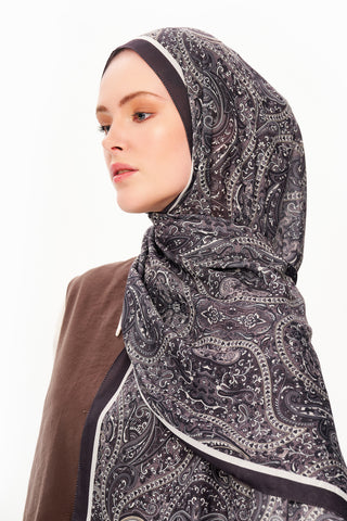 Moi Scarf Perle Palais Supérieur Soft Desenli Şal Derin Siyah