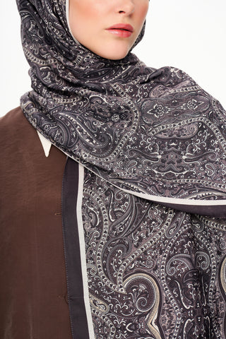 Moi Scarf Perle Palais Supérieur Soft Desenli Şal Derin Siyah