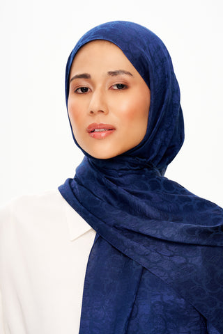 Moi Scarf Perle Premium Jakarlı Şal Lacivert