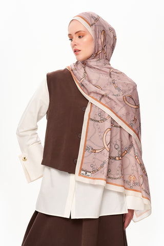 Moi Scarf Côte d’Azur Supérieur Soft Desenli Şal Küllü Kahve