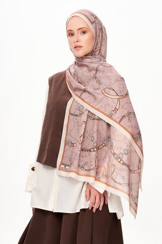 Moi Scarf Côte d’Azur Supérieur Soft Desenli Şal Küllü Kahve
