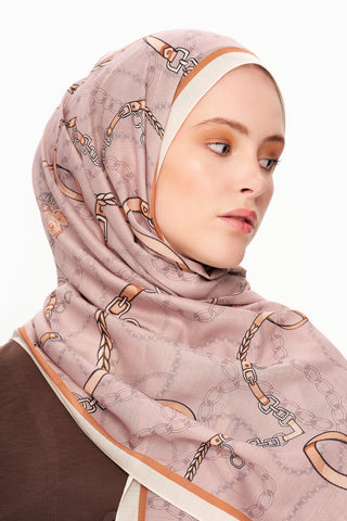 Moi Scarf Côte d’Azur Supérieur Soft Desenli Şal Küllü Kahve