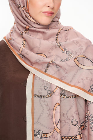 Moi Scarf Côte d’Azur Supérieur Soft Desenli Şal Küllü Kahve