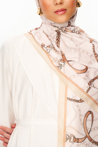 Moi Scarf Côte d’Azur Supérieur Soft Desenli Şal Sütlü Kahve