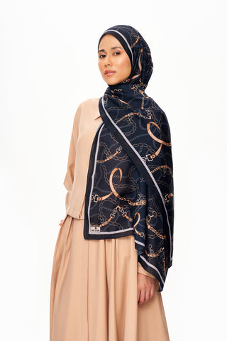 Moi Scarf Côte d’Azur Supérieur Soft Desenli Şal Derin Gece