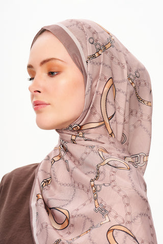 Moi Scarf Côte d’Azur Supérieur Soft Desenli Şal Çikolata