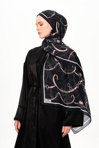 Moi Scarf Côte d'Azur Supérieur Soft Patterned Shawl Dark