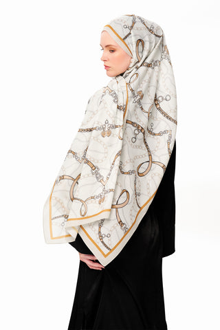 Moi Scarf Côte d’Azur Supérieur Soft Desenli Şal Ekru