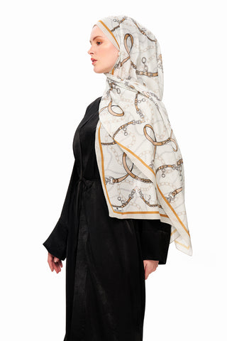 Moi Scarf Côte d’Azur Supérieur Soft Desenli Şal Ekru
