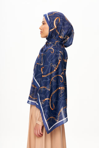Moi Scarf Côte d’Azur Supérieur Soft Desenli Şal Lacivert
