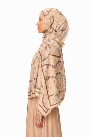 Moi Scarf Côte d’Azur Supérieur Soft Desenli Şal Kahverengi