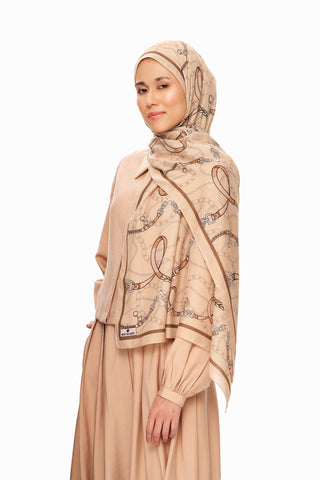Moi Scarf Côte d’Azur Supérieur Soft Desenli Şal Kahverengi